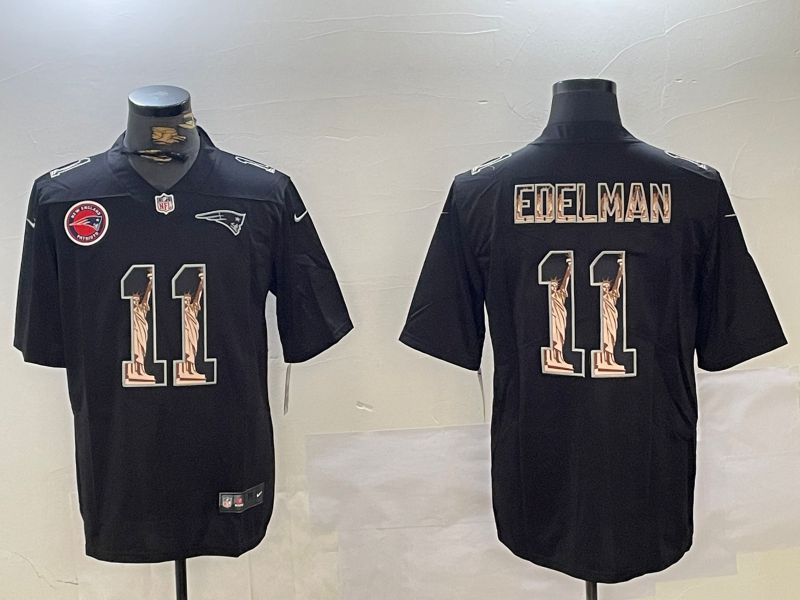 Men New England Patriots #11 Edelman Black 2024 Nike Vapor Limited NFL Jersey style 2->new england patriots->NFL Jersey
